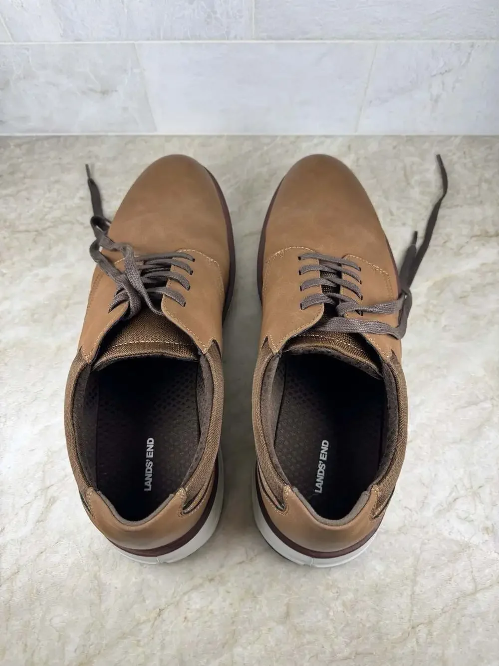 Lands’ End Men’s Sport Oxford Tan Brown Comfort Casual Shoes Size 13 CE20189MT